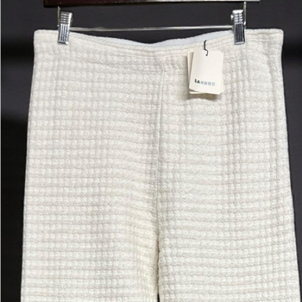 🌻NEW w/tags Sandro Fancy Braid Trim Side Zip Tweed Pants Women’s Size 42 US 10 - Picture 7 of 15